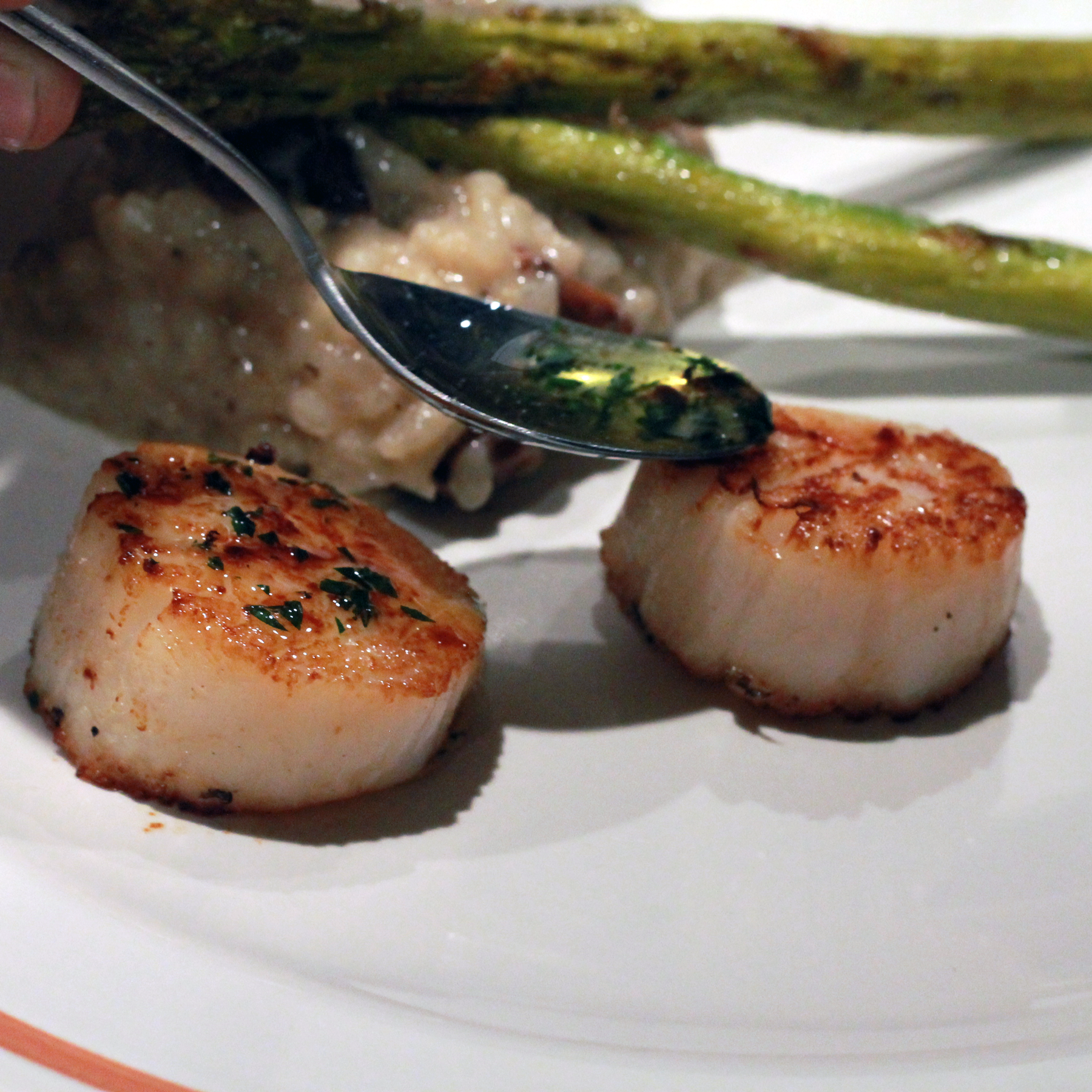 Scallop grilled perfectly on indoor grill cinder grill