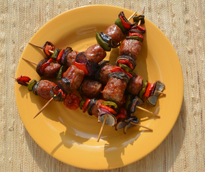 Beef Kabobs With Onions and Peppers