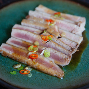 Seared Tuna Cinder Grill Sous Vide Recipe Soy Mirin Dressing