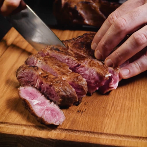 perfect ribeye steak cooked on indoor grill  cinder grill to precision