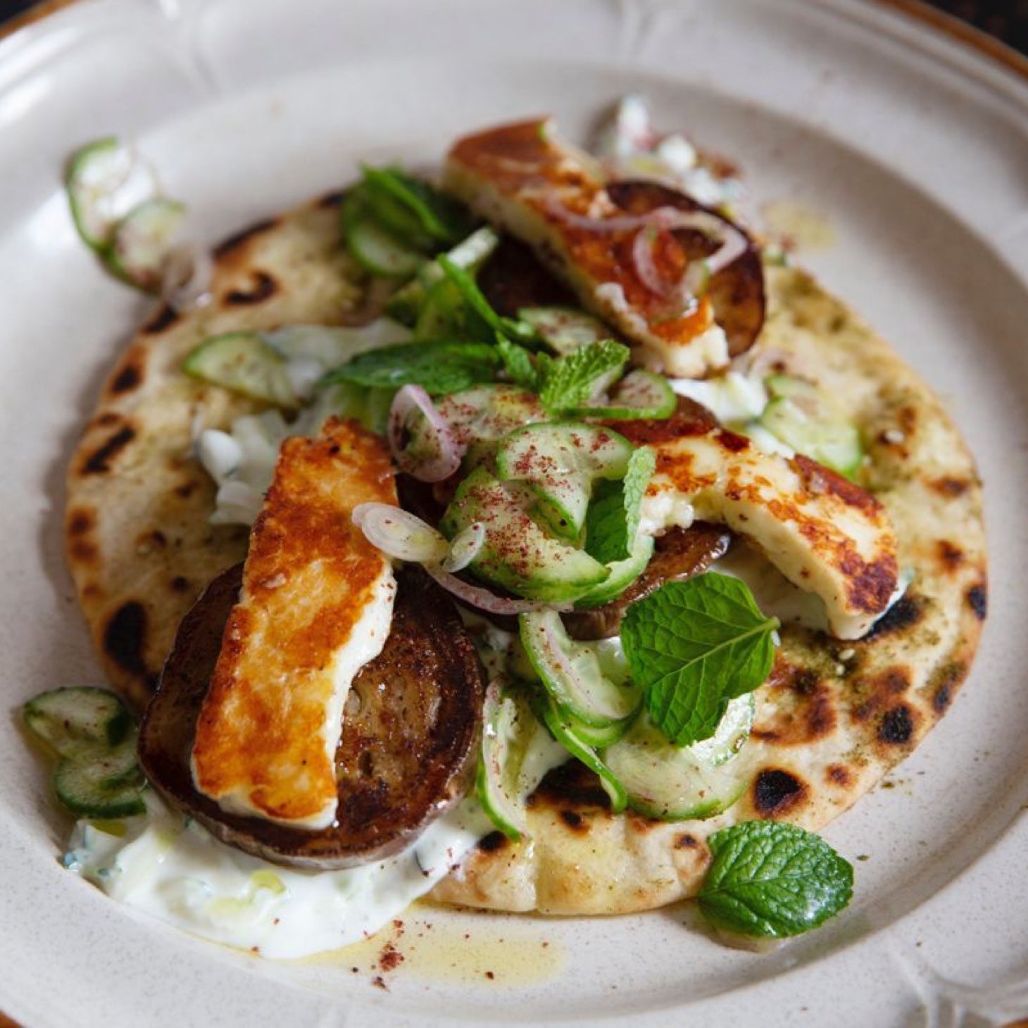 Eggplant and Halloumi Flatbreads